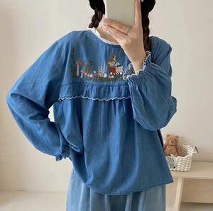 Button Shirt/Blouse Ladies fashion Round Neck