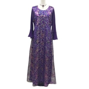 【ステージ衣装】3色展開　スパンコール花柄ワンピース 　ゴージャス　メッシュのラッパ袖