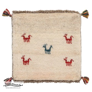 ギャッベ　ペルシャ　イラン　オーガニックウール　絨毯　ラグ　座布団　MS15151_BE　42×41cm