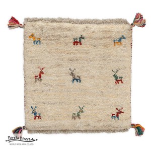 ギャッベ　ペルシャ　イラン　オーガニックウール　絨毯　ラグ　座布団　MS15183_BE　39×38cm