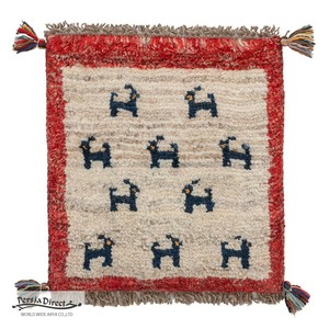 ギャッベ　ペルシャ　イラン　オーガニックウール　絨毯　ラグ　座布団　MS15200_BE　37×41cm