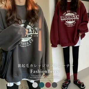 裏起毛カレッジロゴトレーナー 韓国ファッション