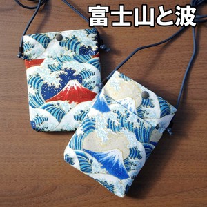 【富士山と波】　スマホ ポシェット　　【日本製】　和柄
