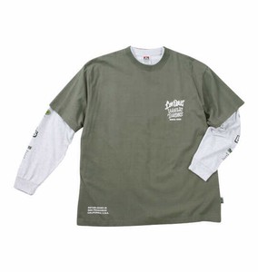 BEN DAVIS ビッグサイズ メンズ 長袖T&半袖TレイヤードTシャツ カーキ×アッシュ  3L 4L 5L 6L