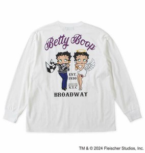 BETTY BOOP ビッグサイズ メンズ 天竺プリント長袖Tシャツ オフホワイト  3L 4L 5L 6L