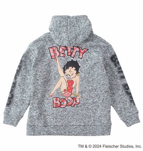 BETTY BOOP ビッグサイズ メンズ ニットフリースプリントフルジップパーカー ミックスグレー  3L 4L 5L 6L