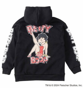BETTY BOOP ビッグサイズ メンズ ニットフリースプリントフルジップパーカー ブラック  3L 4L 5L 6L