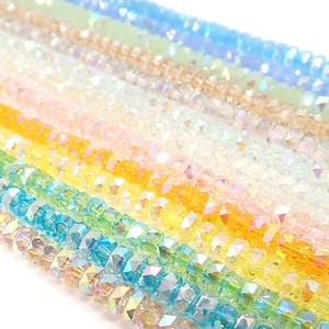ガラスビーズ【67. ボタンカット(角A) 2×4mm 1連】 約37cm オーロラ メッキガラスビーズ 国内発送