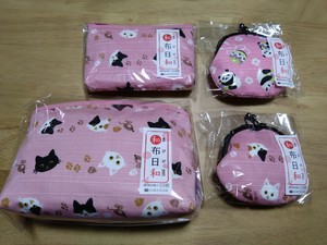 MS*和布日和　猫とパンダのがま口　カードポーチ　底ハギポーチ