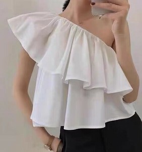 シャツ ノースリーブ ショルダーが セクシー ゆったり 快適 レディース ファッション BQ6294