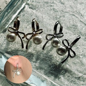 ピアス キャッチレス パール 軽い 軽量 パーティ レディース シルバー ゴールド アクセサリー リボン