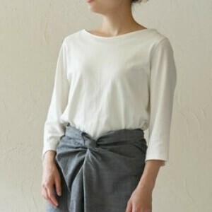 T-shirt Boat Neck Top Organic Cotton Fair Trade Cut-and-sew [S/S NEW]