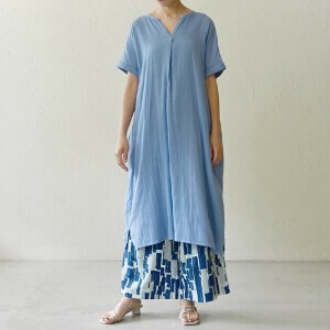 Casual Dress Double Gauze Fair Trade Keyhole Neck [S/S NEW]