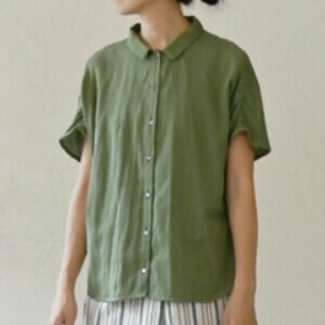 Button Shirt/Blouse Double Gauze Gathered Shirt Fair Trade [S/S NEW]