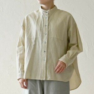 【25年春夏新作】<フェアトレード>リネンコットンスクエアーヨークシャツ