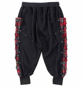 PSYCHO NATION ビッグサイズ メンズ サイドレースアップパンツ ブラック×レッド  3L 5L 6L