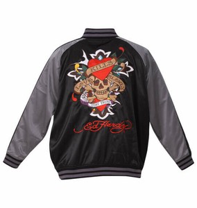 Ed Hardy ビッグサイズ メンズ 刺繍スカジャン ブラック×グレー  3L 4L 5L 6L