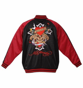 Ed Hardy ビッグサイズ メンズ 刺繍スカジャン ブラック×レッド  3L 4L 5L 6L