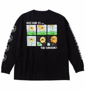 b-one-soul ビッグサイズ メンズ DUCK DUDEサンフラワー長袖Tシャツ ブラック  3L 4L 5L 6L
