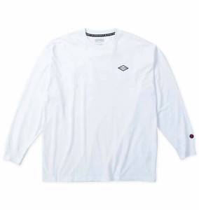 OUTDOOR PRODUCTS ビッグサイズ メンズ 天竺エンボス長袖Tシャツ ホワイト