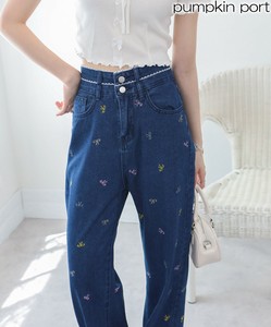 Denim Full-Length Pant Colorful Wide Pants