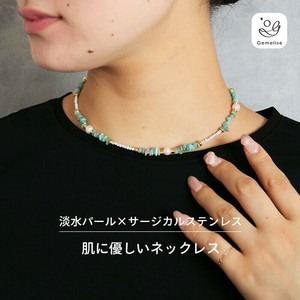 天然珍珠/月光石项链 不锈钢 项链 天然石 休闲 40cm