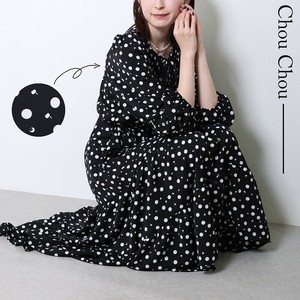 ドットプリントティアードワンピース  大きいサイズ  2024人気 chou chou東京