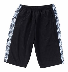Mc.S.P 大きいサイズ メンズ モザイクプリント切替ジャージ六分丈パンツ ブラック×グレー  3L 4L 5L 6L 8L