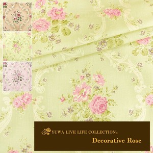 有輪商店 YUWA シャーティング "Decorative Rose" [B:Green] / 生地 布 / 全3色 / 829864