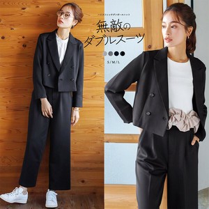 Pantsuit Cardboard knit Wide Pants Short Length