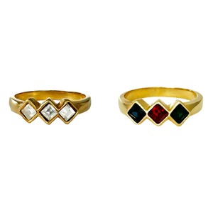 3連粒 ゴールドリング KEYES 指輪 ヴィンテージアクセサリー カナダ製 キーズ 22KTゴールドプレート