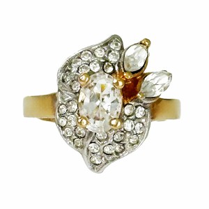 存在感ある花びらのリング KEYES 指輪 ヴィンテージアクセサリー カナダ製 22KTゴールドプレート