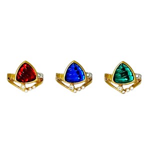 鮮やかなリング 3スタイル KEYES 指輪 ヴィンテージアクセサリー カナダ製 22KTゴールドプレート