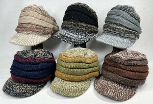 グラデーション ニット帽 バイザー付き 深め 秋冬 帽子 メンズ レディース