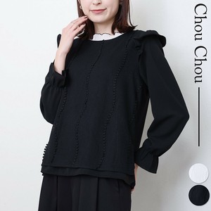 異素材切替　肩フリルブラウス　デザイン【2025新作】人気  chouchou東京