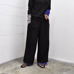 【即納】シアーレイヤードパンツ（ブラック/パープル・チャコールグレー/マスタード）ニット　重ね