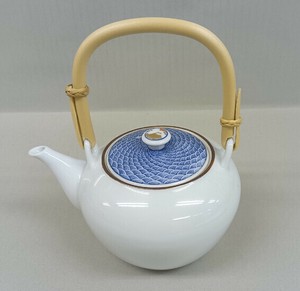 Japanese Teapot Earthenware Lucky Charm Seigaiha Made in Japan