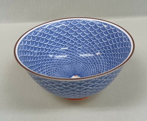 Donburi Bowl Red Lucky Charm Seigaiha Made in Japan