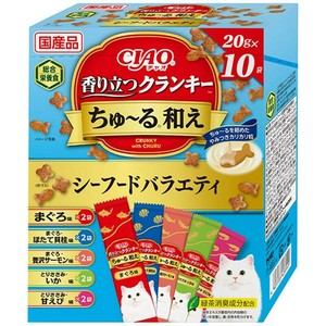 ［いなばペットフード］CIAO 香り立つクランキー ちゅ〜る和えBOX シーフードバラエティ 20g×10袋