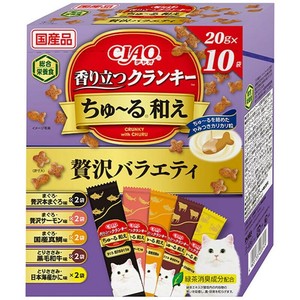 ［いなばペットフード］CIAO 香り立つクランキー ちゅ〜る和えBOX 贅沢バラエティ 20g×10袋