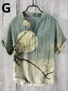 Button Shirt Floral Pattern Short Sleeve Men's
