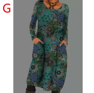 Casual Dress Ladies fashion Round Neck Floral Pattern