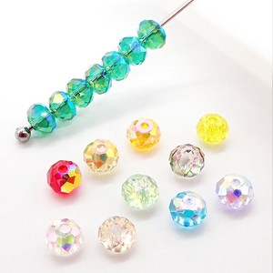 ガラスビーズ【76. ボタンカット 4mm 10個】 クリスタルAB オーロラ メッキガラスビーズ パーツ 国内発送
