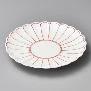 菊割赤線取皿(有田焼)  日本製 陶器