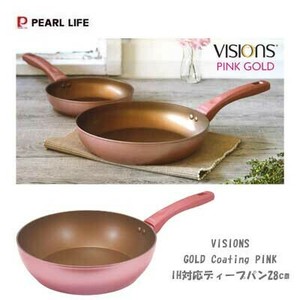 ディープパン28cm IH対応 VISIONS ビジョン  GOLDCoating ピンク CP-8798  パール金属