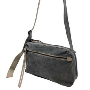 【カーボン】日本製 炭染帆布 横型ショルダーバッグ