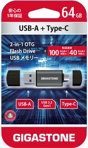 2in1 OTG機能 64GBType-C & USB-A 3.2 Gen 1超高速データ転送USBメモリーカード