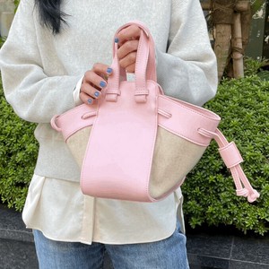 キャンバス合皮ミニトートバッグ　デイリー　パステルピンク　習い事　お出かけ