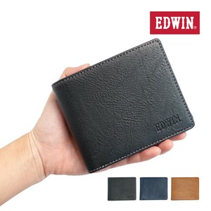 エドウイン EDWIN 財布 サイフ 二つ折財布 折財布 メンズ レディース レトロ合皮 エンボスロゴ カード収納