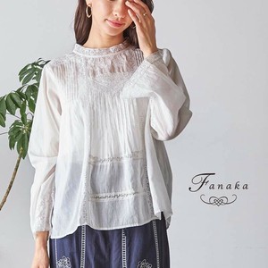 Button Shirt/Blouse Leaver Lace Pintucked Blouse Fanaka